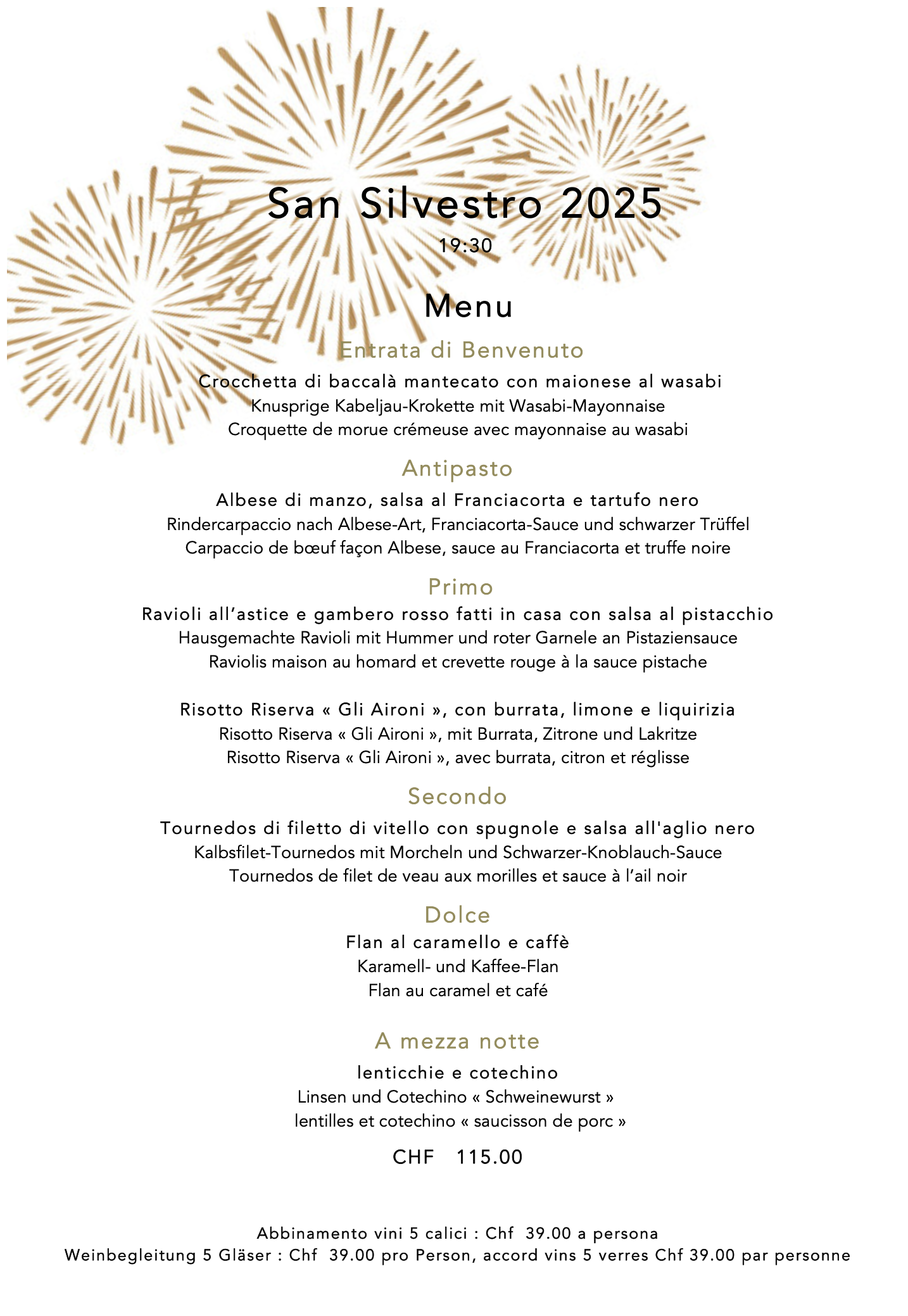 menu saint sylvestre bienne biel
